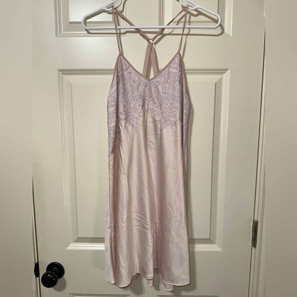 Pink Lace Chemise with Satin Finish